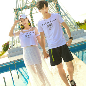 情侣装夏装网纱连衣裙