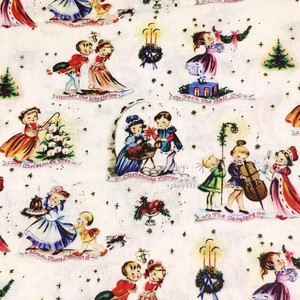 宽105 定制平纹棉布料 幸福小女人圣诞节 复古昭和卡通连衣裙手工