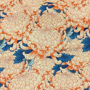 宽105 sale平纹棉布料 和风菊花 日式复古衬衫连衣裙手工包包浴衣