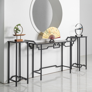 新中式铁艺玄关台禅意门厅玄关供桌现代简约客厅条案端景台玄关柜
