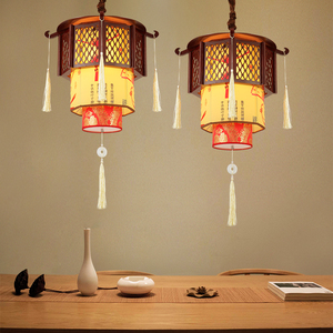 复古中式羊皮吊灯木艺餐厅客厅书房灯古典酒店茶楼饭店中国风灯具