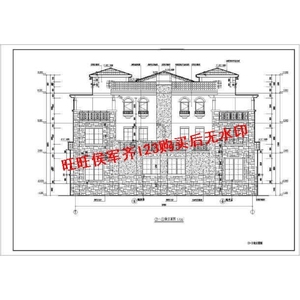 某托斯卡纳双拼三层别墅施工图纸cad设计图纸