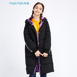 【双11狂欢价】快鱼羽绒服女中长款2018新款学院风韩版加厚