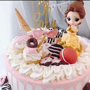 创意烘焙甜点蛋糕装饰超值14cm高美女与野兽の贝尔公主摆件玩偶