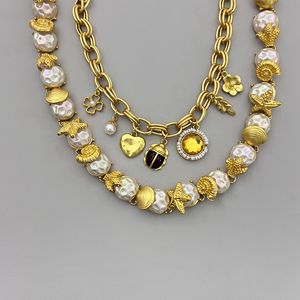 欧美宫廷风vintage复古气质哑光金属海螺海星珍珠项链女流苏珍珠