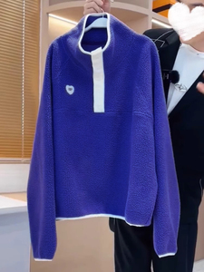 [现货]紫蓝色毛卫衣女2024年新款设计感小众时尚宽松显瘦穿搭上衣