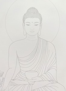 东方琉璃药师卡纸像白描工笔佛像线描画像底稿实物打印稿a3