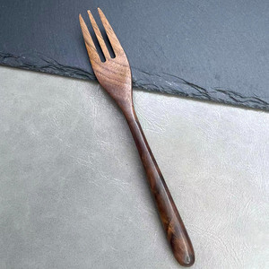 黑胡桃木日式实木叉子长柄水果叉甜品叉蛋糕叉沙拉叉手工木质餐具
