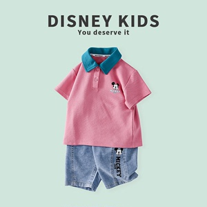 迪士尼米奇衣服男童夏季套装24新款儿童短袖短裤夏装polo衫两件套