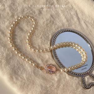 「宝石匣」油画感粉锆石高亮玻璃珍珠仙气项链锁骨链小众设计女