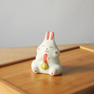 日式小兔叽摆件新年礼物个性创意可爱手工陶瓷桌面茶宠少女心萌物