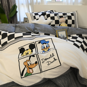迪士尼刺绣米奇四件套全棉纯棉床单被套卡通单双人床上用品三件套