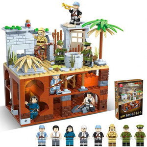 乐高积木八路军地道战小鬼子日军士兵人打仗军事拼装小人模型玩具