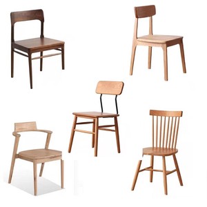 北欧白橡木简约樱桃木餐椅现代黑胡桃木办公椅原木扶手座椅实木椅