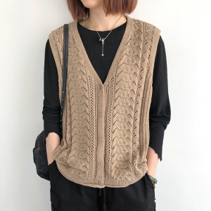 00呢时裳旗舰店天猫女士马甲背心针织外穿毛线羊毛开衫马夹毛衣小