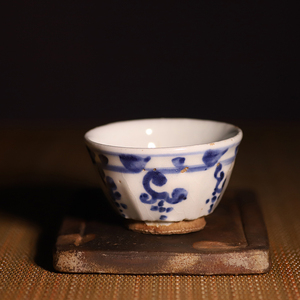 器满日本回流清水六兵卫窑青花老茶杯品茗杯主人杯客杯日式有瑕疵