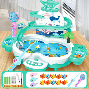 磁悬浮海豚轨道电动钓鱼台创意鱼池游动鱼儿童游戏水亲子互动玩具