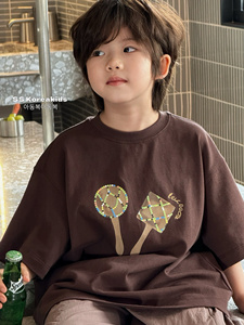 SS高端品牌韩国童装男童短袖T恤纯棉2024新款儿童夏季上衣半袖潮
