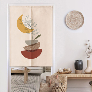 莫兰迪咖系门帘隔断帘厨房卧室装饰半帘卫生间遮挡防尘布帘免打孔