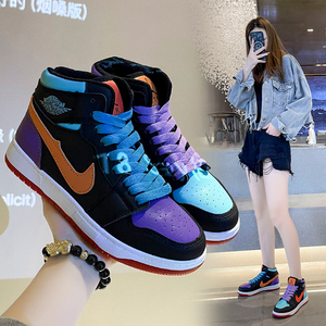 aj1女鞋旗舰店官方空军一号e1nike0yundng正品莆田鞋鸳鸯高帮鞋