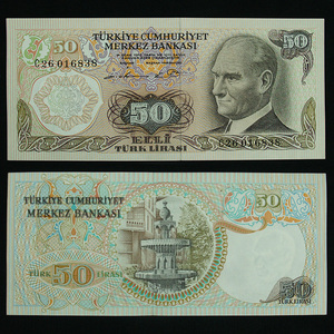 平缘全新亚洲土耳其纸币 50里拉外国钱币真币外币收藏1987年p-188