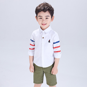 小童衬衫男 长袖3宝宝白色衬衫春秋款童装中小童衬衣五岁男童春装
