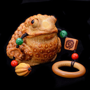 名家张念超雕刻浙派活眼三足金蟾老竹根雕手把件竹雕实心竹玉竹