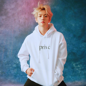 仓石一树白色连帽卫衣男春秋薄款港风ins潮牌边伯贤同款印花宽松