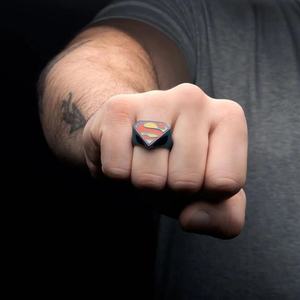 Salesone周边同款DC超人标志珐图章戒指男小孩学生礼物超人戒指