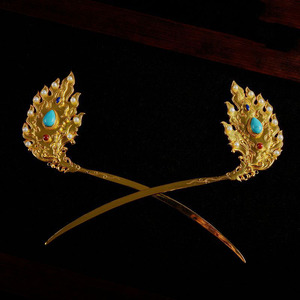 凤羽纹唐簪錾刻立体工艺唐代风格汉服发饰古风设计原创潮流饰品女