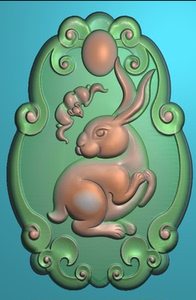 元宝 铜钱 生肖兔子 兔牌挂件精雕图jdp玉雕灰度图电脑雕刻0人付款6