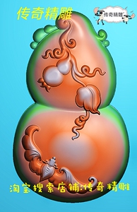 葫芦精雕图花件