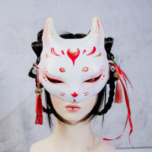 网红古风半脸成人万物有灵搞笑女动漫脸猫脸小狐妖日式面具