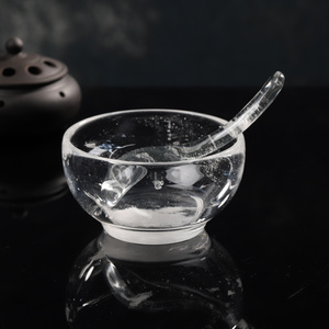 天然水晶碗餐具套装餐厅专用家用养生白水晶碗勺纯手工