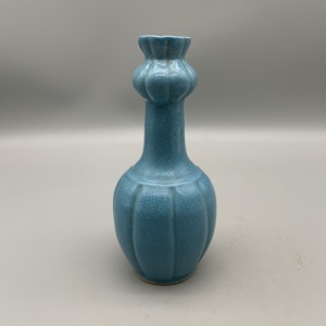 后周柴窑天青釉蒜头瓶古董古玩古董仿古瓷器旧货老货家居摆件收藏