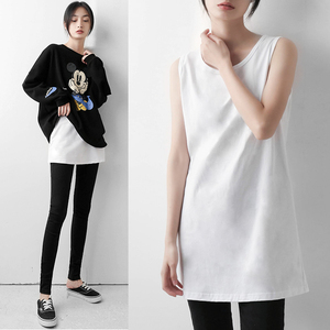 内搭卫衣打底小背心女春夏叠穿配毛衣假下摆屁帘露白边纯棉打底衫