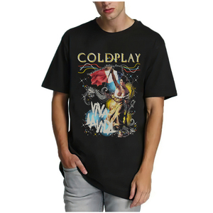 viva la vida酷玩乐队coldplay印花t恤短袖圆领宽松重磅水洗做旧