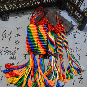 西藏风格彩色中国结五色彩线圆柱转动结金刚结汽车挂件饰品平安结