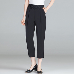 中年妈妈装春夏薄款松紧腰休闲裤子夏装40岁50中老年女裤2021新款