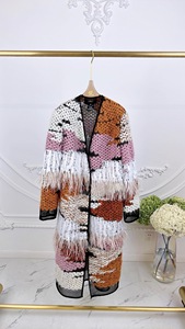 欧洲格鲁吉亚设计师品牌LALO手工编织鸵鸟毛外套女长款显瘦