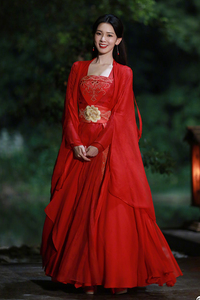 影人时尚 少女大人苏瓷大红牡丹服 影视剧服古装婚服摄影主题服装