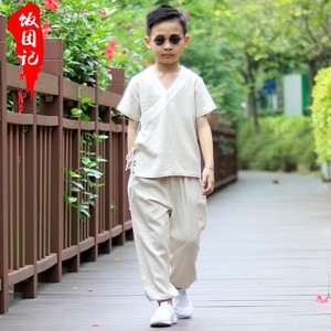 中国风复古装儿童汉服童装夏季棉麻小孩唐装男童民族风国学服装