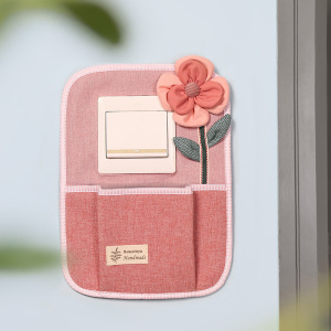 挂袋开关套手机充电口袋开关罩带收纳兜插座装饰保护套布艺开关贴