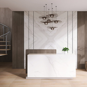 公司前台logo背景墙壁纸美容院形象墙壁布直播间仿大理石格栅墙纸