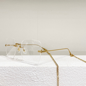 金属方形无框平光眼镜架男女通用1033s带链条光学镜可配近视片金