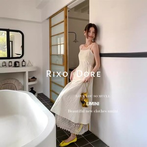 RIXO DORE新中式新品夏季新款韩系气质高级感珍珠花边收腰连衣裙