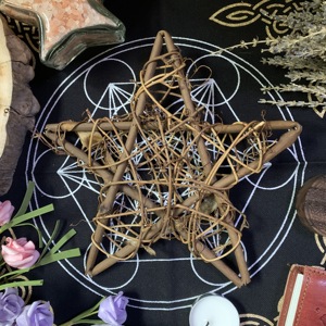 藤编五芒星 祭坛防护摆件 神秘学 女巫魔法仪式 塔罗 土元素