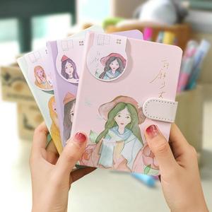 学生手绘精装闺蜜笔记本 简约文艺手账本ins风网红磁扣彩页日记本
