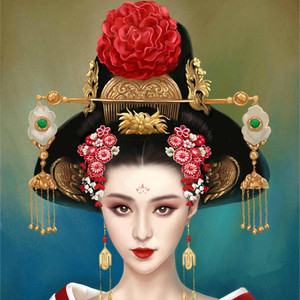 武媚娘假发头饰范冰冰武则天同款发饰女皇帝凤冠头饰全头套假发女