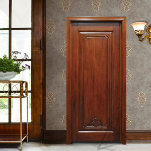 新中式风格红棕色色现代简约实木烤漆卧室书房套装门红胡桃原木门